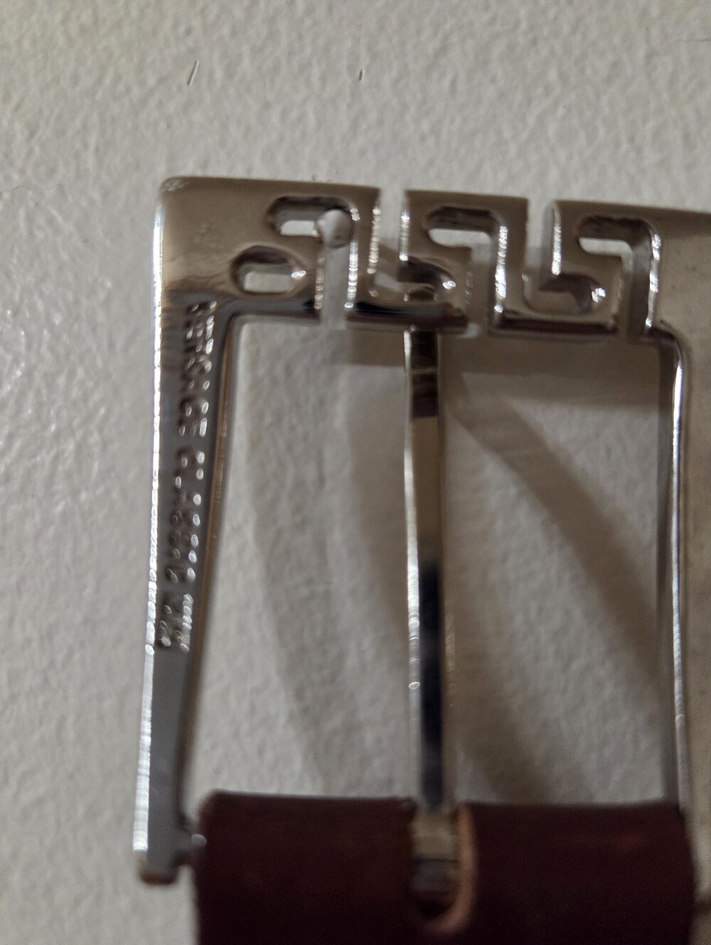 Versace Brown Leather Belt with Silver Tone Buckle - Picture 3 of 4